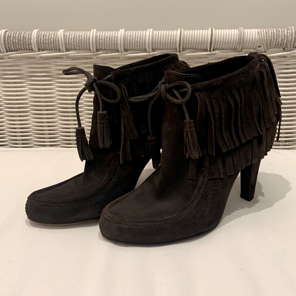 Gucci Chocolate Suede Fringe Bootie